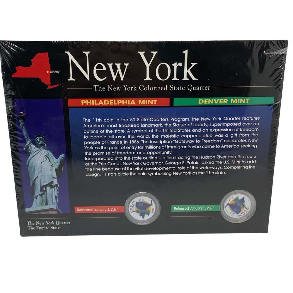 M NEW YORK (NY) Colorized State Quarter NEW Philadelphia & Denver Mint